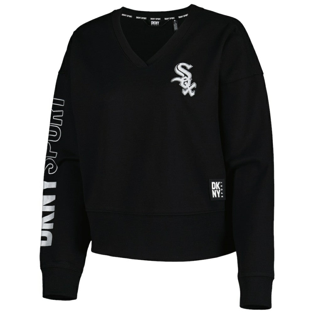 Chicago White Sox DKNY Sport Women's Lily V-Neck Pullover Sweatshirt - Black - MLB on Sale