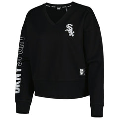 Chicago White Sox DKNY Sport Women's Lily V-Neck Pullover Sweatshirt - Black - MLB on Sale
