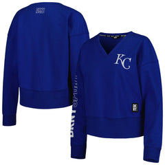 Kansas City Royals DKNY Sport Women's Lily V-Neck Pullover Sweatshirt - Royal - MLB on Sale