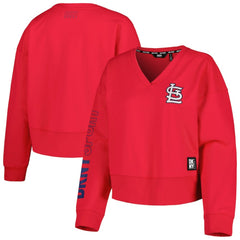 St. Louis Cardinals DKNY Sport Women's Lily V-Neck Pullover Sweatshirt - Red - MLB Sale