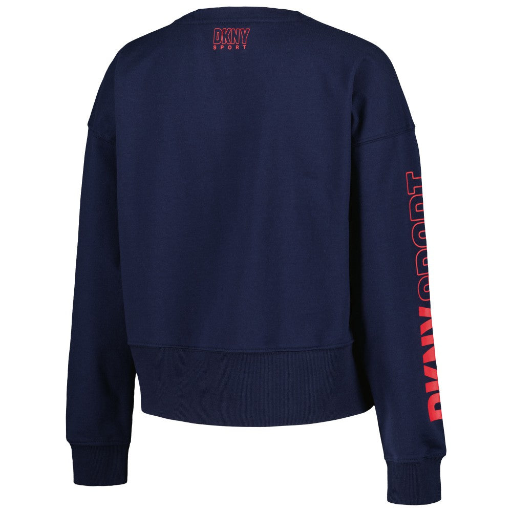 Cleveland Guardians DKNY Sport Women's Lily V-Neck Pullover Sweatshirt - Navy - MLB on Sale