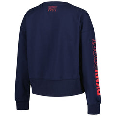 Cleveland Guardians DKNY Sport Women's Lily V-Neck Pullover Sweatshirt - Navy - MLB on Sale