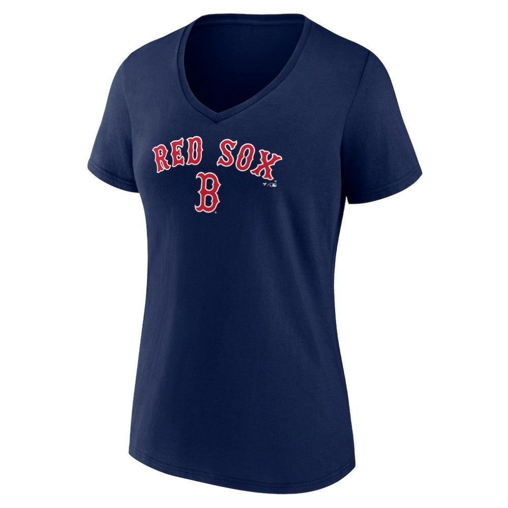 Boston Red Sox Women's Lockup V-Neck T-Shirt - Navy - MLB Sale