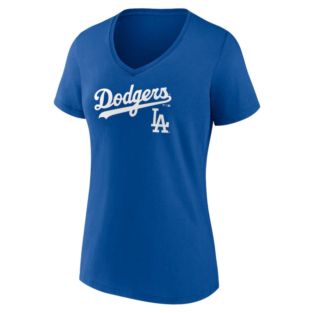 Los Angeles Dodgers Women's Lockup V-Neck T-Shirt - Royal - MLB on Sale