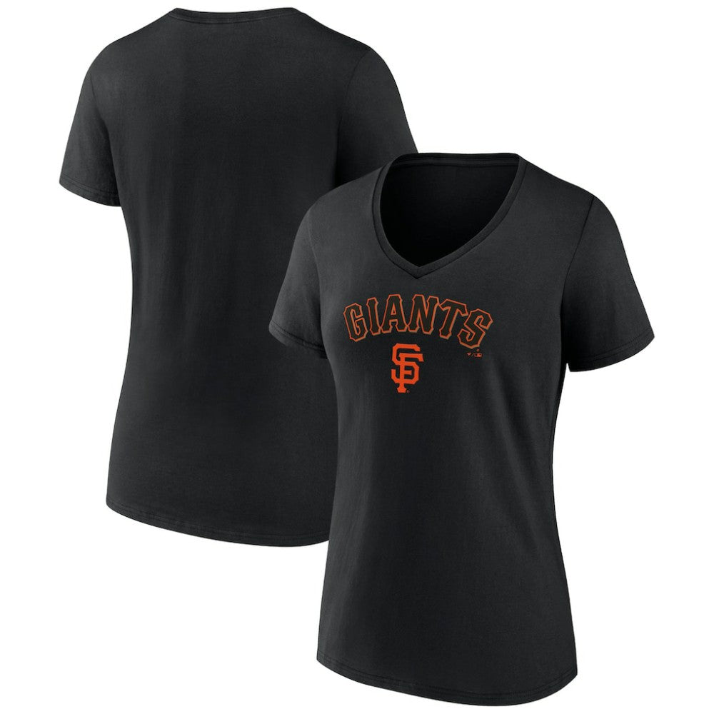 San Francisco Giants Women's Lockup V-Neck T-Shirt - Black - MLB Sale
