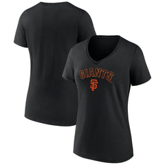 San Francisco Giants Women's Lockup V-Neck T-Shirt - Black - MLB Sale