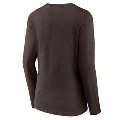 San Diego Padres Women's Team Lockup Long Sleeve V-Neck T-Shirt - Brown - MLB Lifestyle