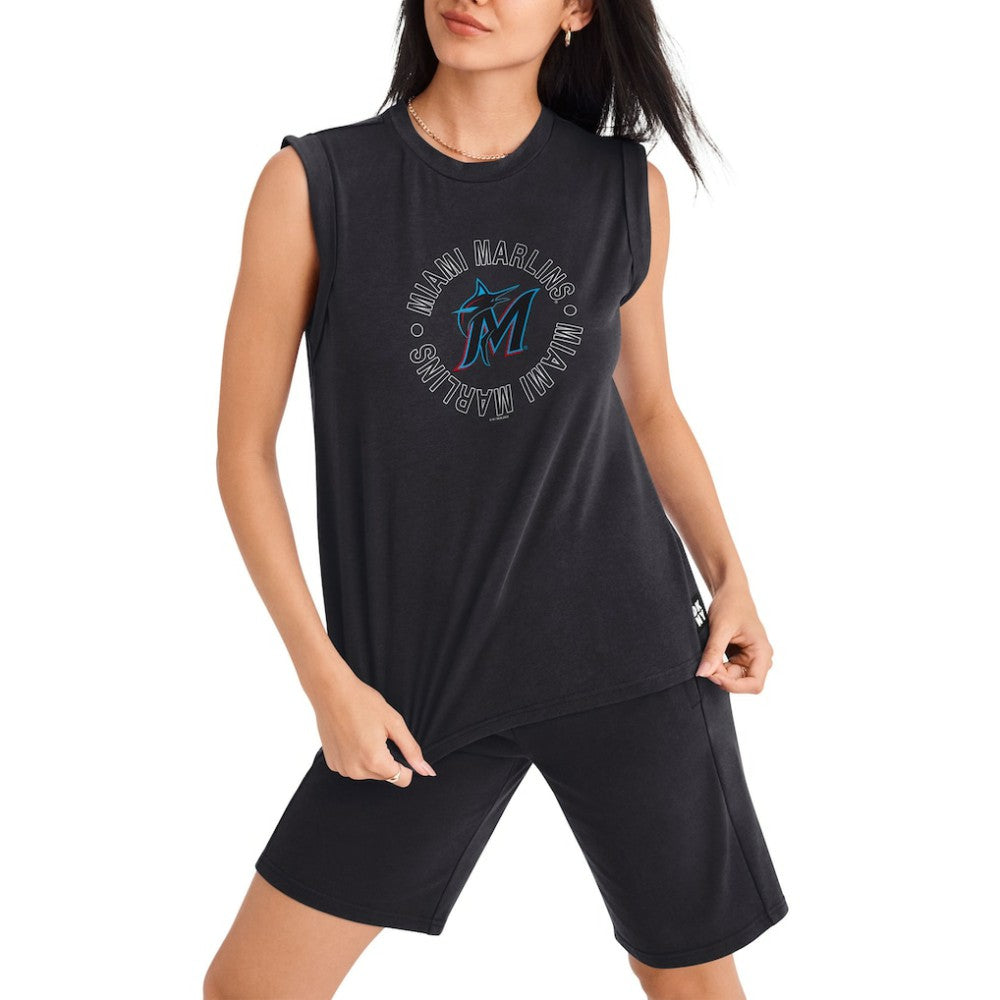 Miami Marlins DKNY Sport Women's Madison Tri-Blend Tank Top - Black - MLB Discount