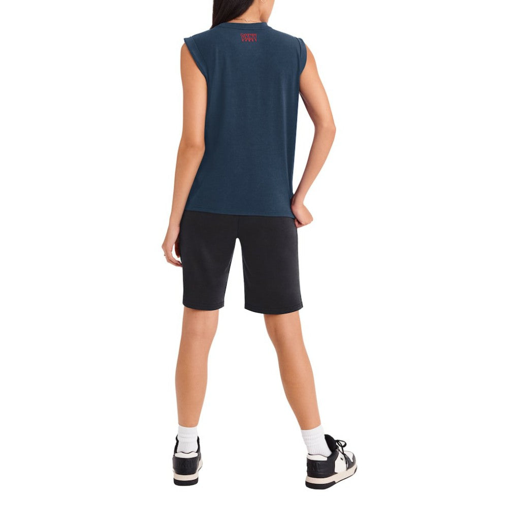 Cleveland Guardians DKNY Sport Women's Madison Tri-Blend Tank Top - Navy - MLB Lifestyle