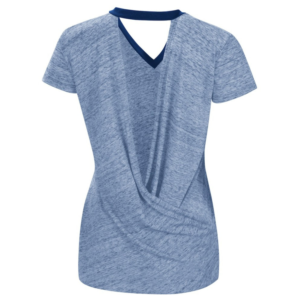 Chicago Cubs Touch Women's Halftime Back Wrap Top V-Neck T-Shirt - Royal - MLB Sale
