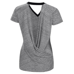 Colorado Rockies Touch Women's Halftime Back Wrap Top V-Neck T-Shirt - Black - MLB Sale