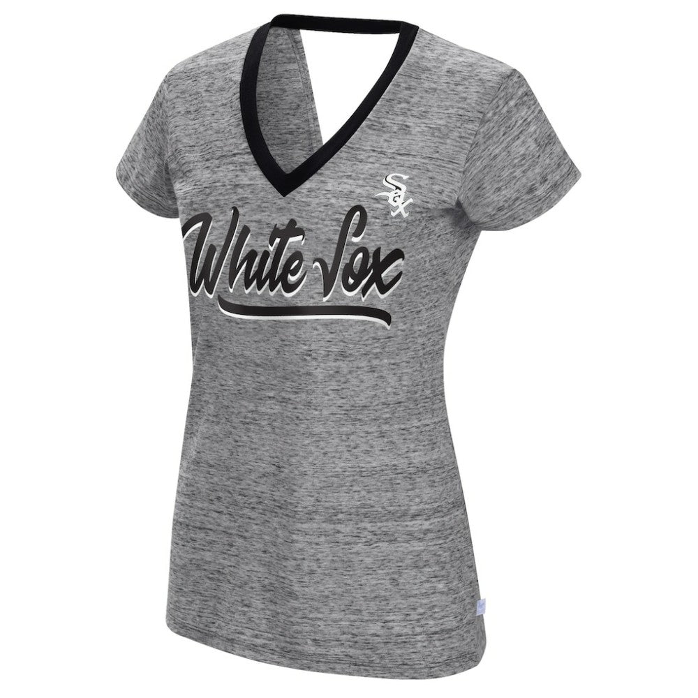 Chicago White Sox Touch Women's Halftime Back Wrap Top V-Neck T-Shirt - Black - MLB Lifestyle