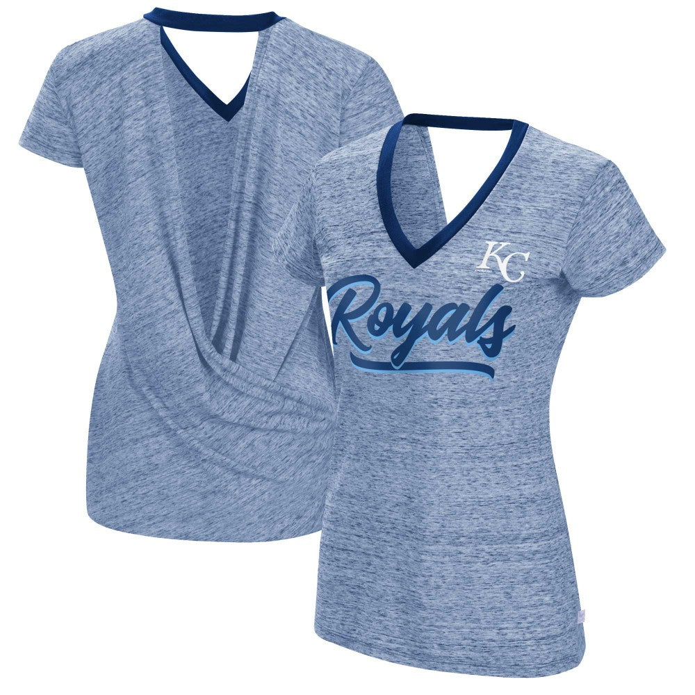 Kansas City Royals Touch Women's Halftime Back Wrap Top V-Neck T-Shirt - Royal - MLB on Sale
