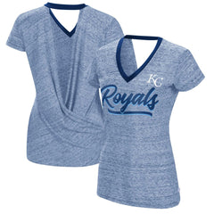 Kansas City Royals Touch Women's Halftime Back Wrap Top V-Neck T-Shirt - Royal - MLB on Sale
