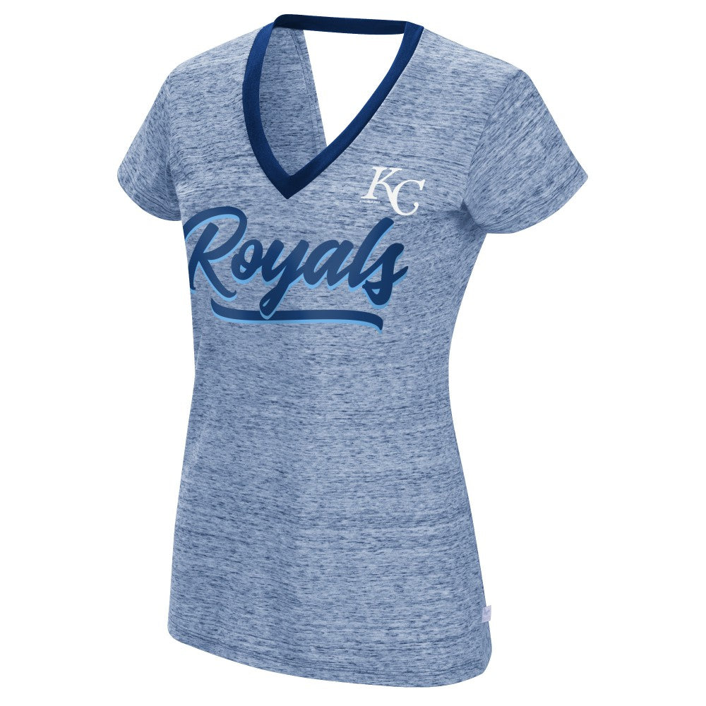 Kansas City Royals Touch Women's Halftime Back Wrap Top V-Neck T-Shirt - Royal - MLB on Sale