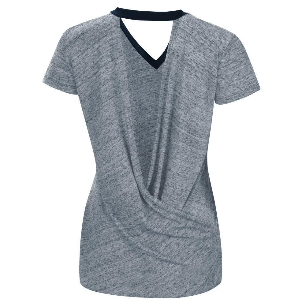 Milwaukee Brewers Touch Women's Halftime Back Wrap Top V-Neck T-Shirt - Navy - MLB Online