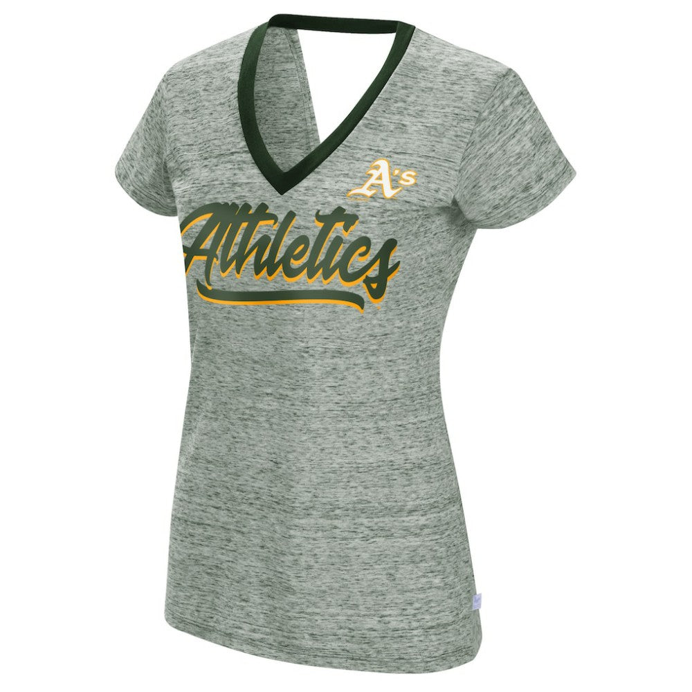 Athletics Touch Women's Halftime Back Wrap Top V-Neck T-Shirt - Green - MLB on Sale