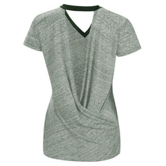 Athletics Touch Women's Halftime Back Wrap Top V-Neck T-Shirt - Green - MLB on Sale