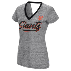 San Francisco Giants Touch Women's Halftime Back Wrap Top V-Neck T-Shirt - Black - MLB Discount