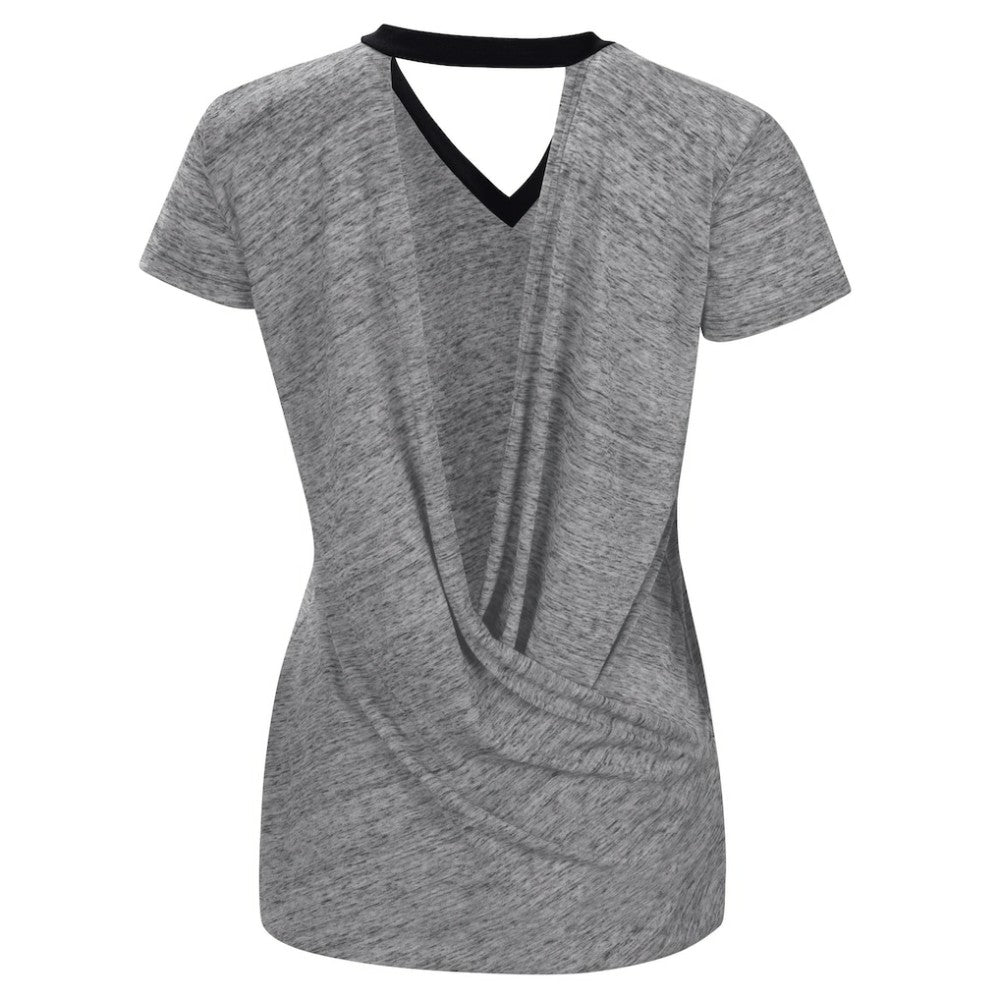 San Francisco Giants Touch Women's Halftime Back Wrap Top V-Neck T-Shirt - Black - MLB Discount