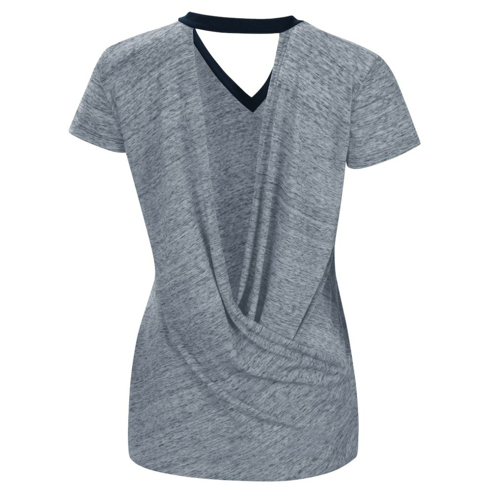 Cleveland Guardians Touch Women's Halftime Back Wrap Top V-Neck T-Shirt - Navy - MLB Sale