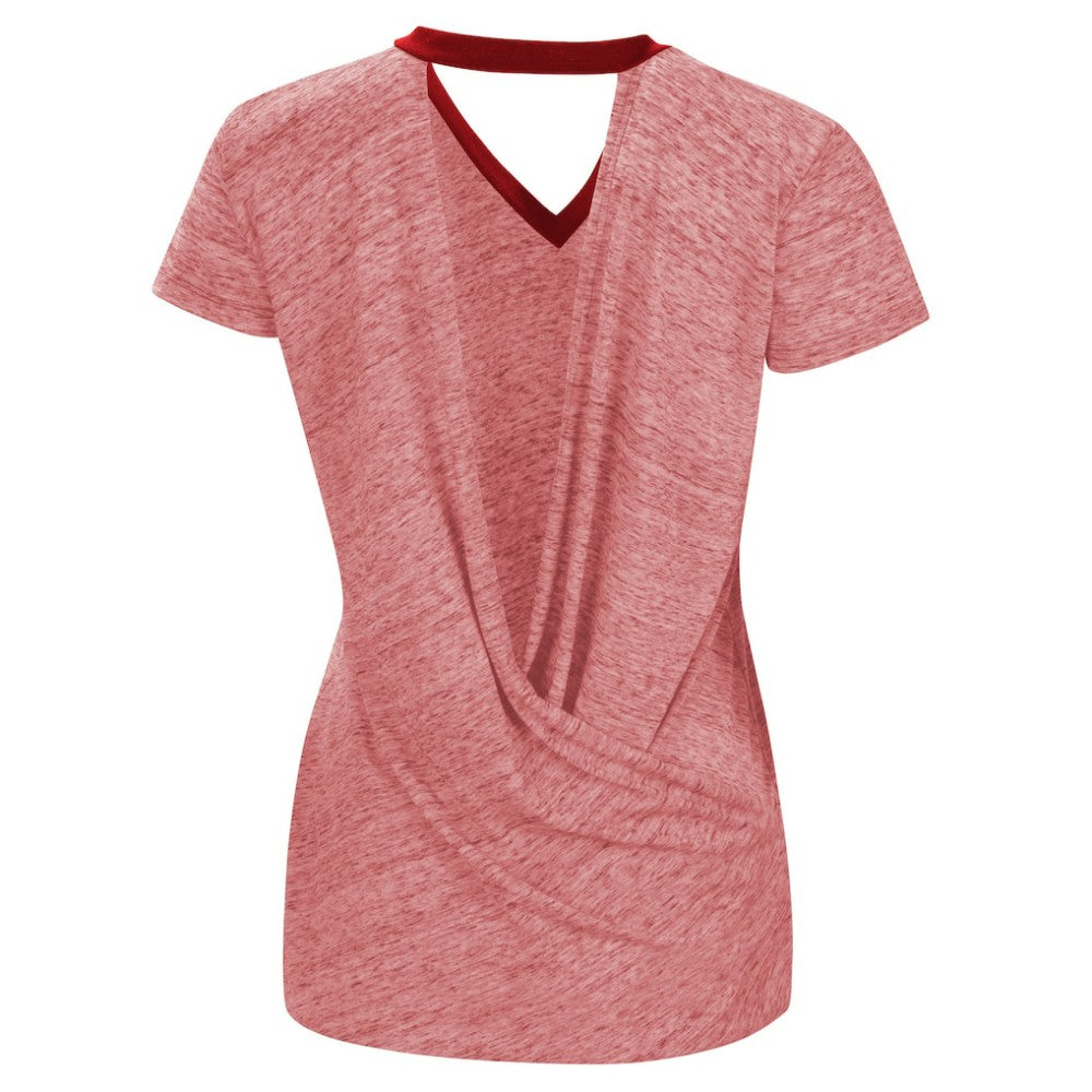 Washington Nationals Touch Women's Halftime Back Wrap Top V-Neck T-Shirt - Red - MLB Online