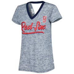 Boston Red Sox Touch Women's Halftime Back Wrap Top V-Neck T-Shirt - Navy - MLB Sale
