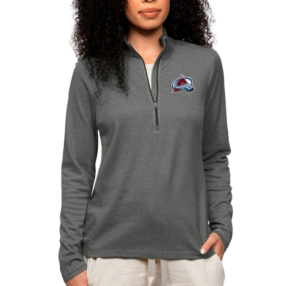Colorado Avalanche Antigua Women's Epic Quarter-Zip Pullover Top - Heather Charcoal - NHL 5083910