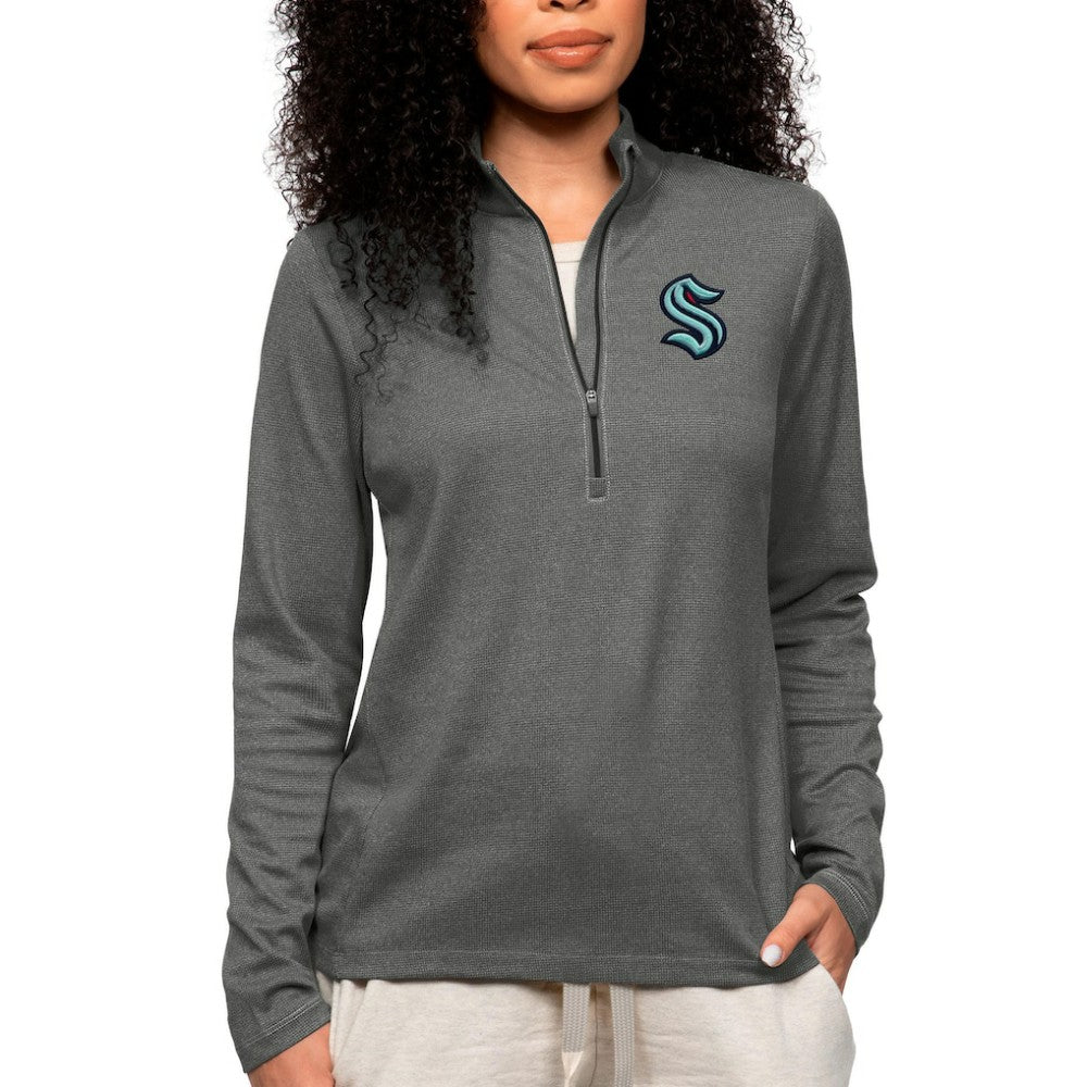 Seattle Kraken Antigua Women's Epic Quarter-Zip Pullover Top - Heather Charcoal - NHL 5083927