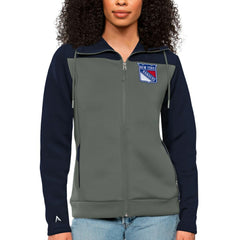 New York Rangers Antigua Women's Protect Full-Zip Hoodie - Navy/Steel - NHL 5084122