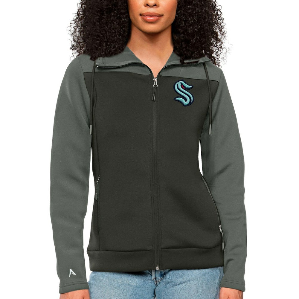 Seattle Kraken Antigua Women's Protect Full-Zip Hoodie - Steel/Charcoal - NHL 5084142