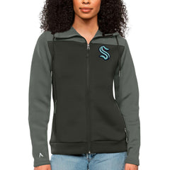 Seattle Kraken Antigua Women's Protect Full-Zip Hoodie - Steel/Charcoal - NHL 5084142