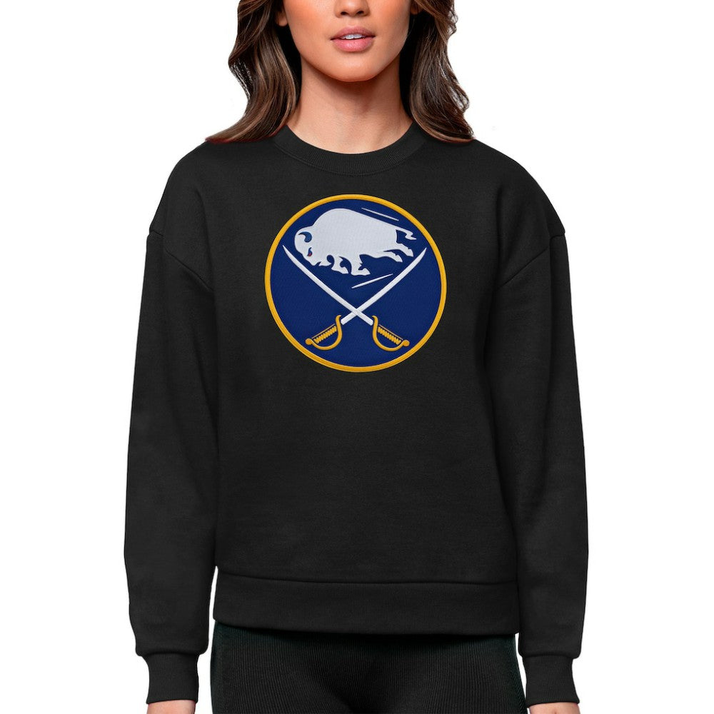 Buffalo Sabres Antigua Women's Team Logo Victory Crewneck Pullover Sweatshirt - Black - NHL 5084200