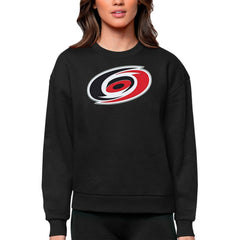 Carolina Hurricanes Antigua Women's Team Logo Victory Crewneck Pullover Sweatshirt - Black - NHL 5084209