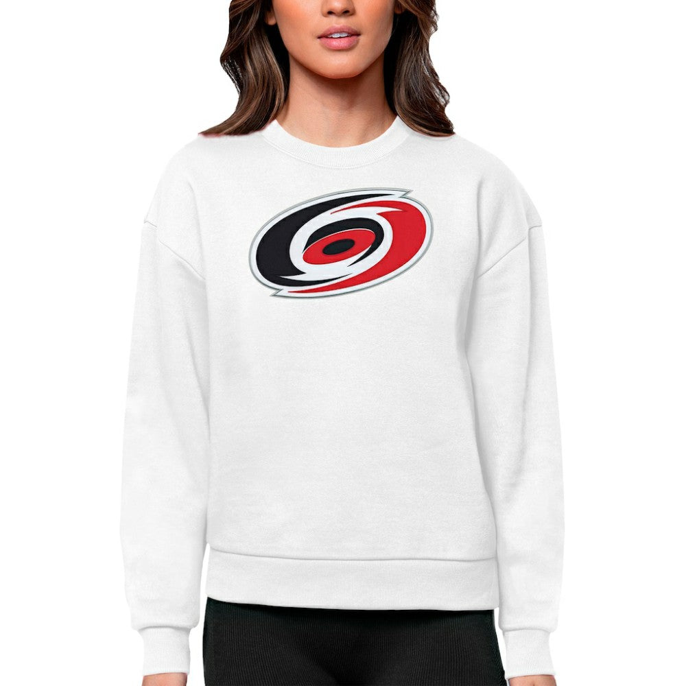 Carolina Hurricanes Antigua Women's Team Logo Victory Crewneck Pullover Sweatshirt - White - NHL 5084212
