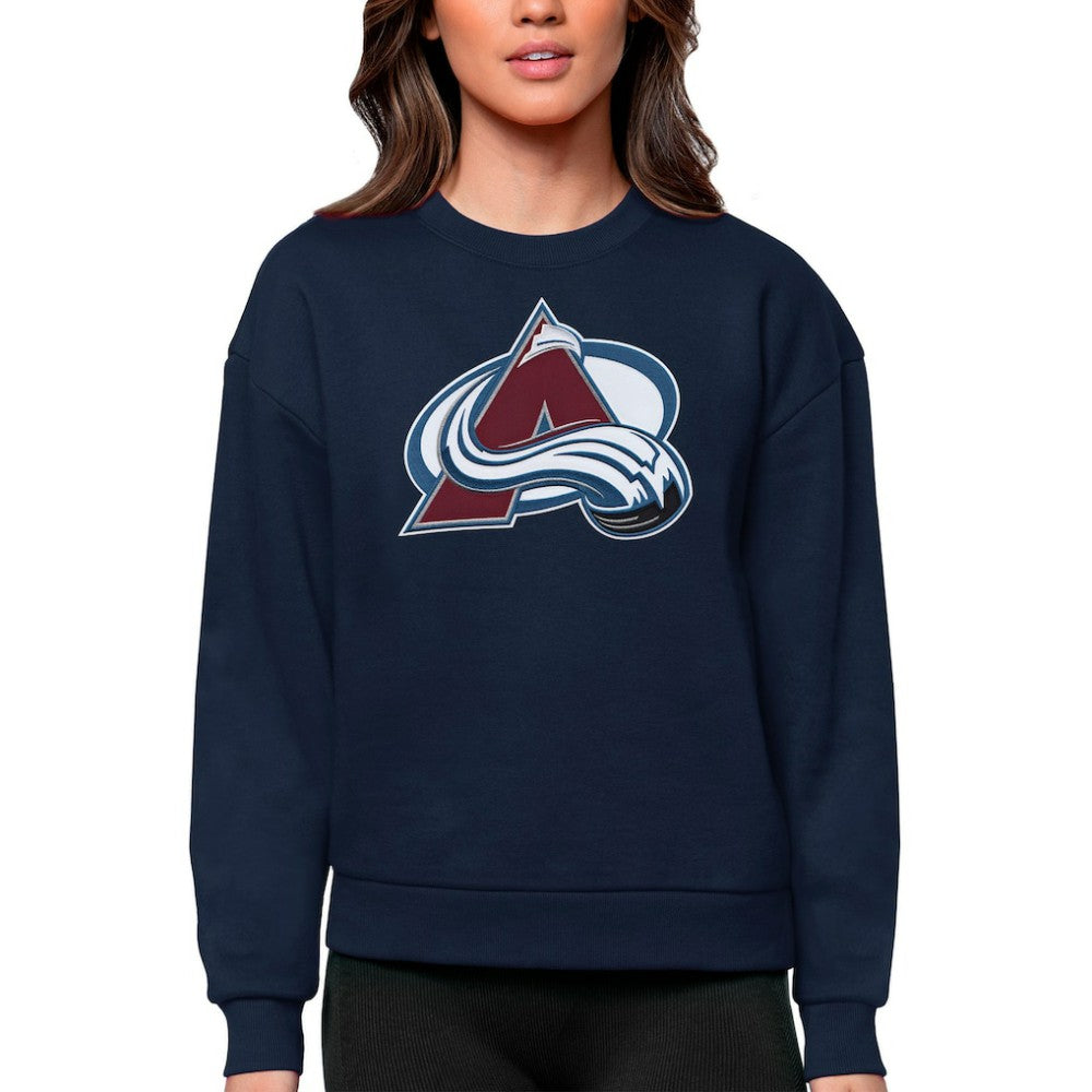 Colorado Avalanche Antigua Women's Team Logo Victory Crewneck Pullover Sweatshirt - Navy - NHL 5084219
