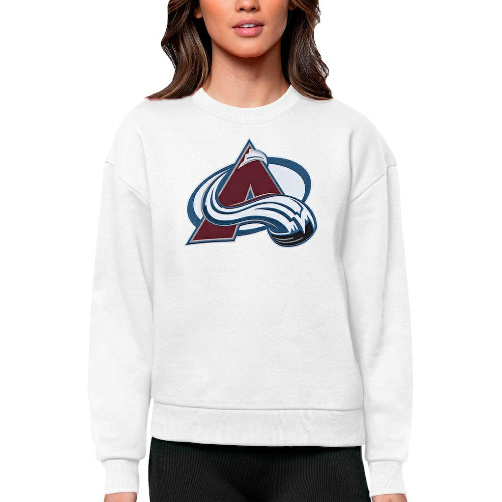 Colorado Avalanche Antigua Women's Team Logo Victory Crewneck Pullover Sweatshirt - White - NHL 5084221