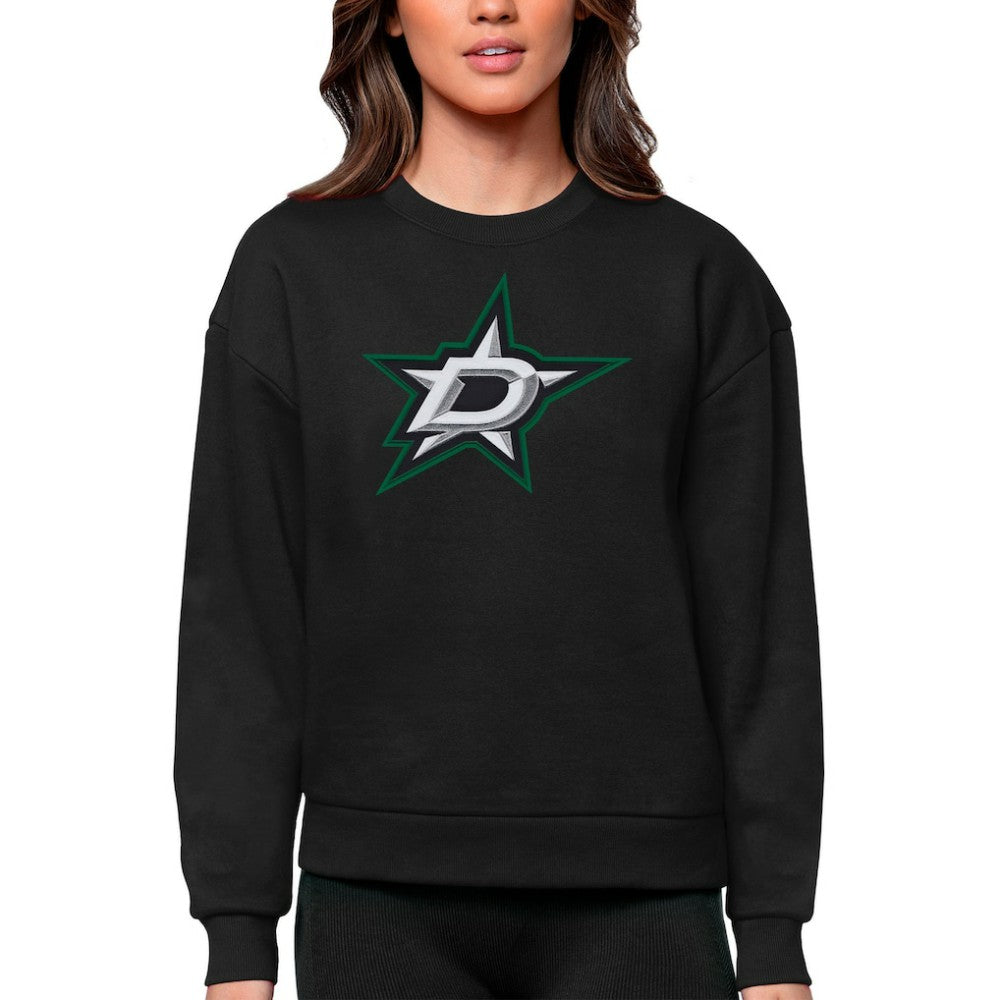 Dallas Stars Antigua Women's Team Logo Victory Crewneck Pullover Sweatshirt - Black - NHL 5084227