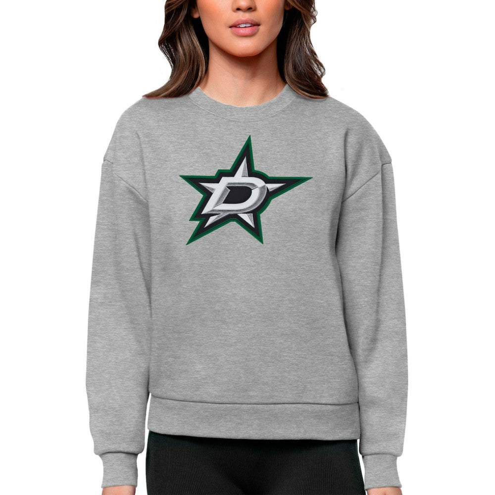 Dallas Stars Antigua Women's Team Logo Victory Crewneck Pullover Sweatshirt - Heather Gray - NHL 5084229
