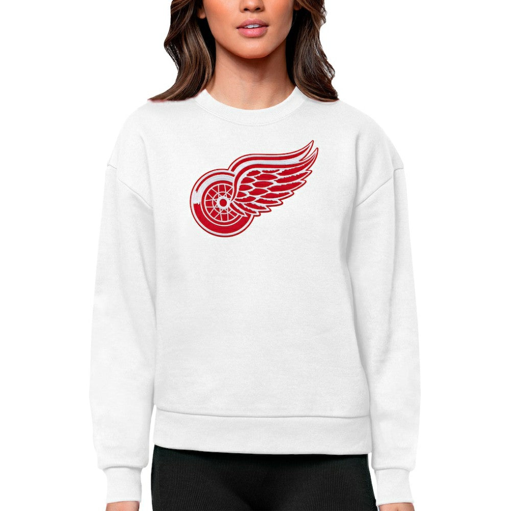 Detroit Red Wings Antigua Women's Team Logo Victory Crewneck Pullover Sweatshirt - White - NHL 5084234
