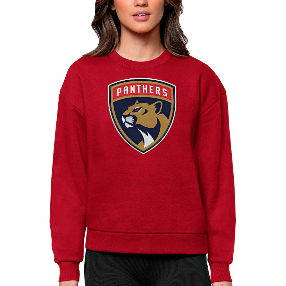Florida Panthers Antigua Women's Team Logo Victory Crewneck Pullover Sweatshirt - Red - NHL 5084243