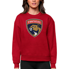 Florida Panthers Antigua Women's Team Logo Victory Crewneck Pullover Sweatshirt - Red - NHL 5084243