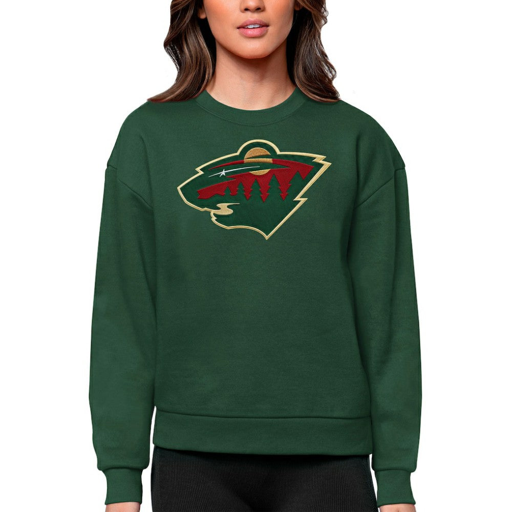 Minnesota Wild Antigua Women's Team Logo Victory Crewneck Pullover Sweatshirt - Green - NHL 5084249