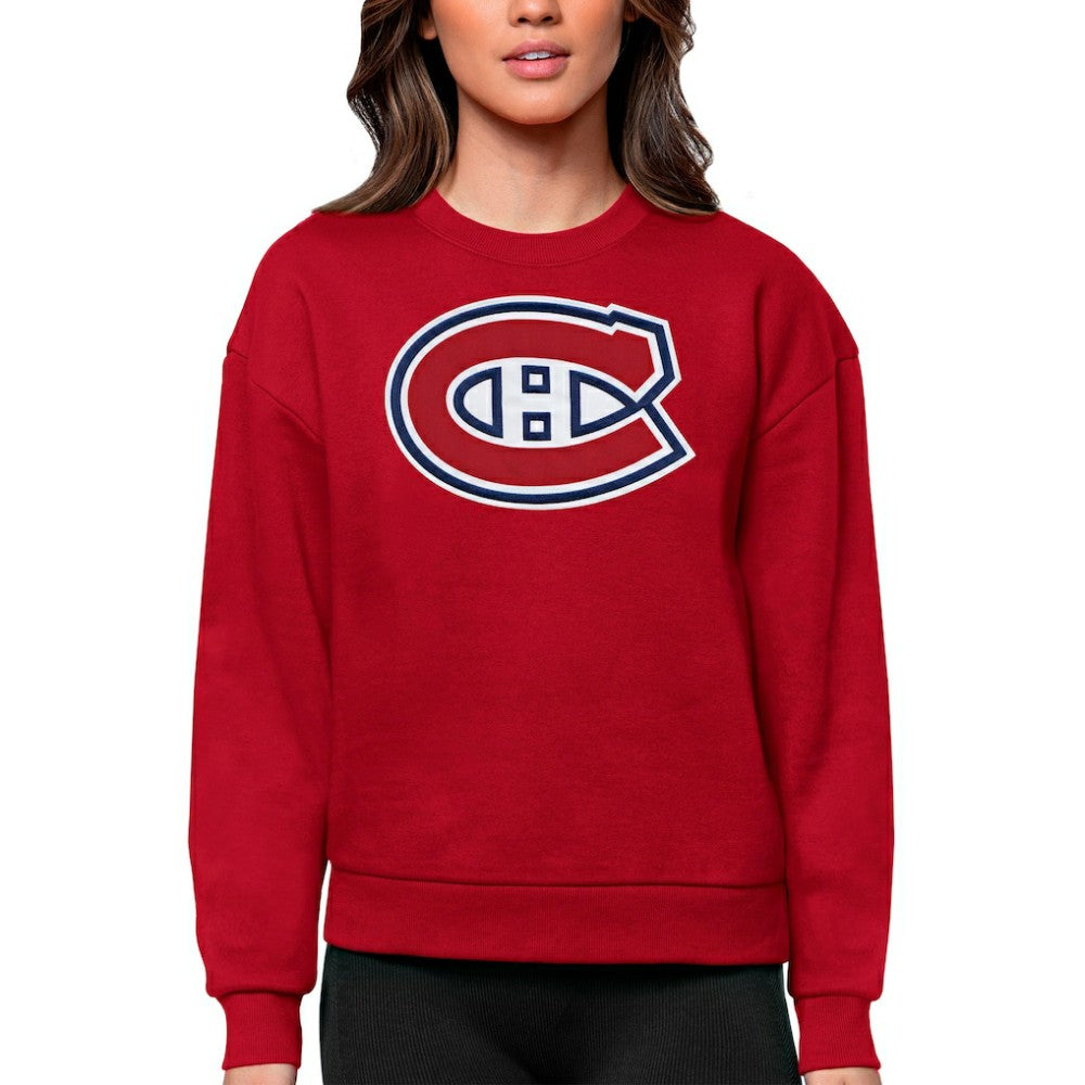 Montreal Canadiens Antigua Women's Team Logo Victory Crewneck Pullover Sweatshirt - Red - NHL 5084256