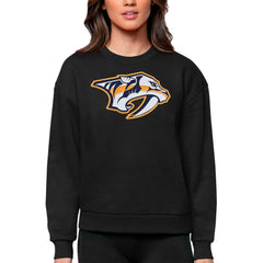 Nashville Predators Antigua Women's Team Logo Victory Crewneck Pullover Sweatshirt - Black - NHL 5084259
