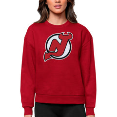 New Jersey Devils Antigua Women's Team Logo Victory Crewneck Pullover Sweatshirt - Red - NHL 5084265