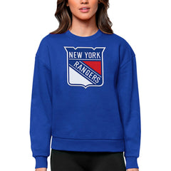 New York Rangers Antigua Women's Team Logo Victory Crewneck Pullover Sweatshirt - Royal - NHL 5084277