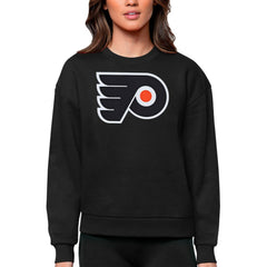Philadelphia Flyers Antigua Women's Team Logo Victory Crewneck Pullover Sweatshirt - Black - NHL 5084283