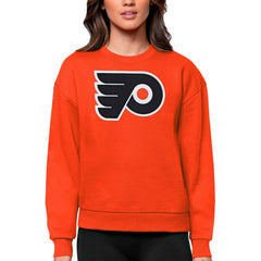 Philadelphia Flyers Antigua Women's Team Logo Victory Crewneck Pullover Sweatshirt - Orange - NHL 5084285