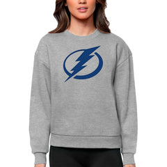 Tampa Bay Lightning Antigua Women's Team Logo Victory Crewneck Pullover Sweatshirt - Heather Gray - NHL 5084303